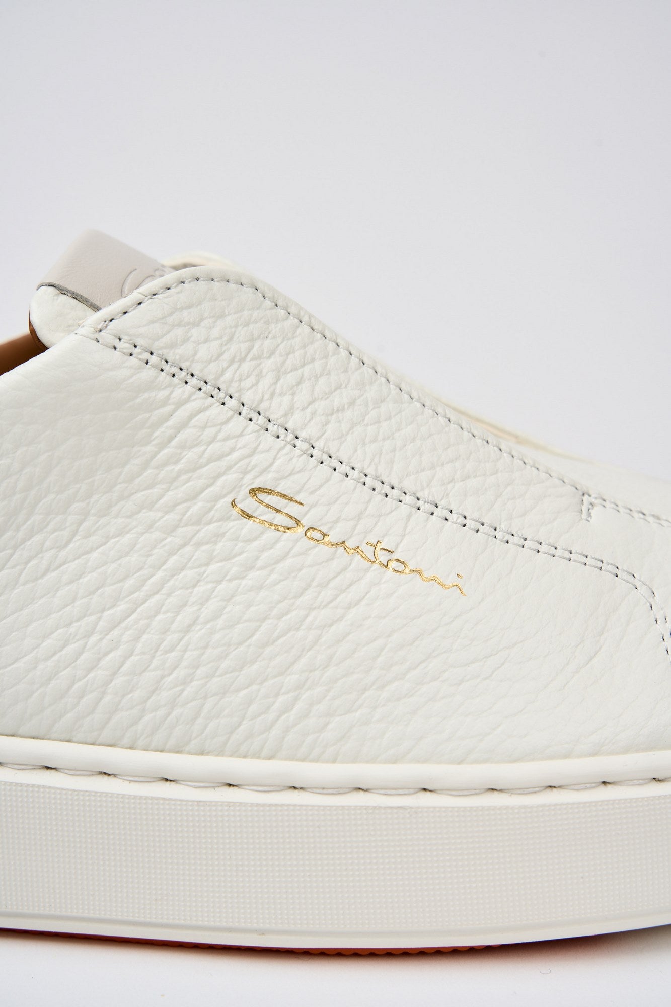 Santoni Slip On Leather Sneakers White-5