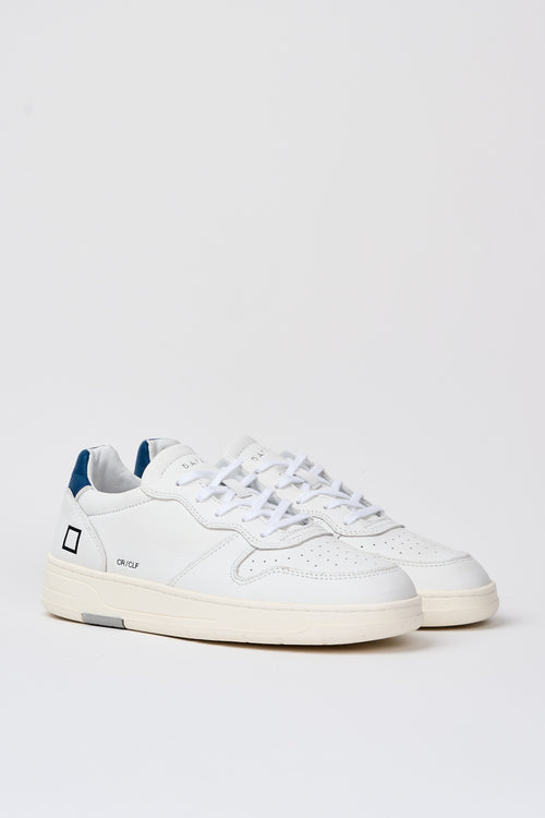 D.A.T.E. Leather Court Sneaker in White/Blue-2