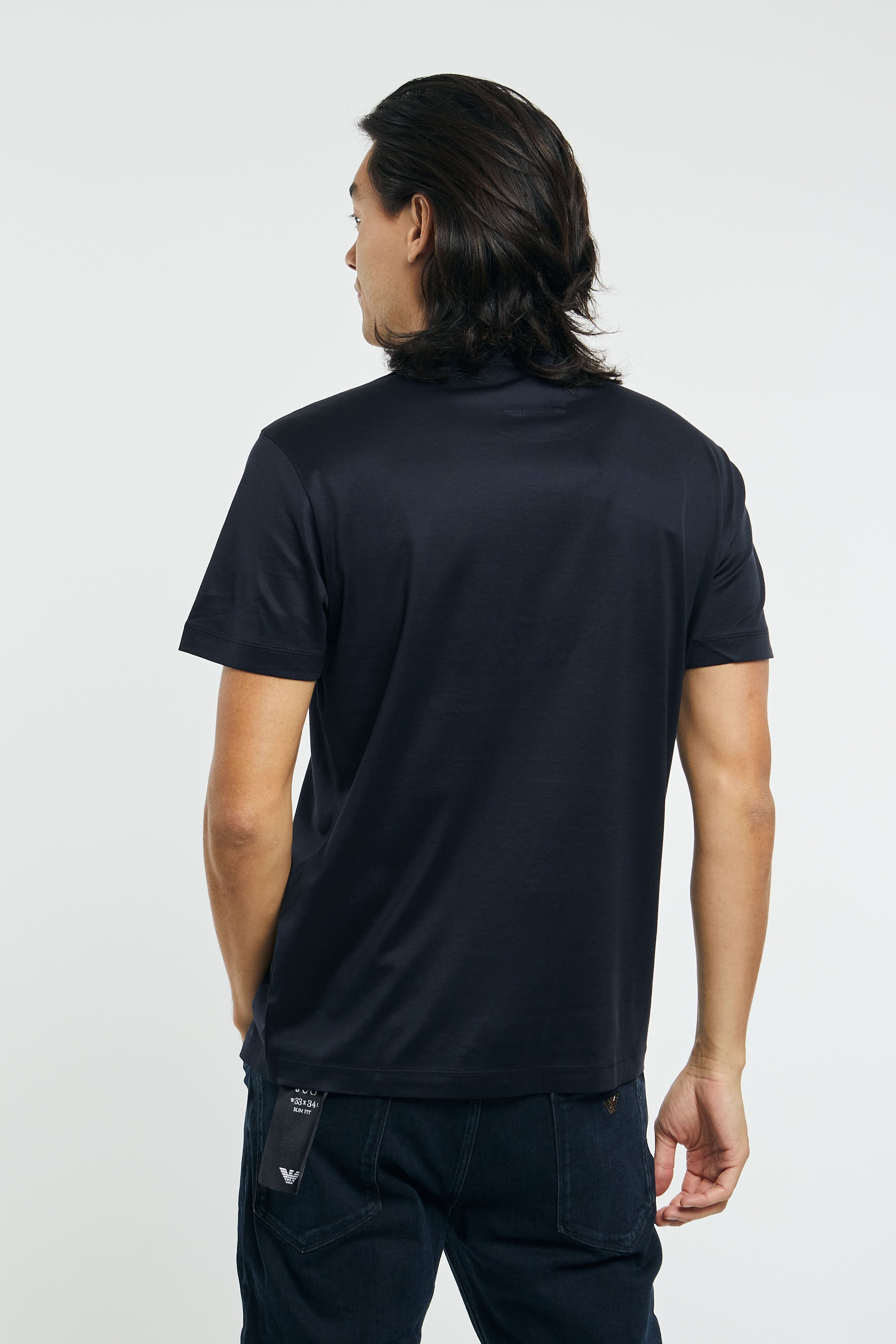 T-shirt in jersey misto Tencel con micro logo lettering - 3