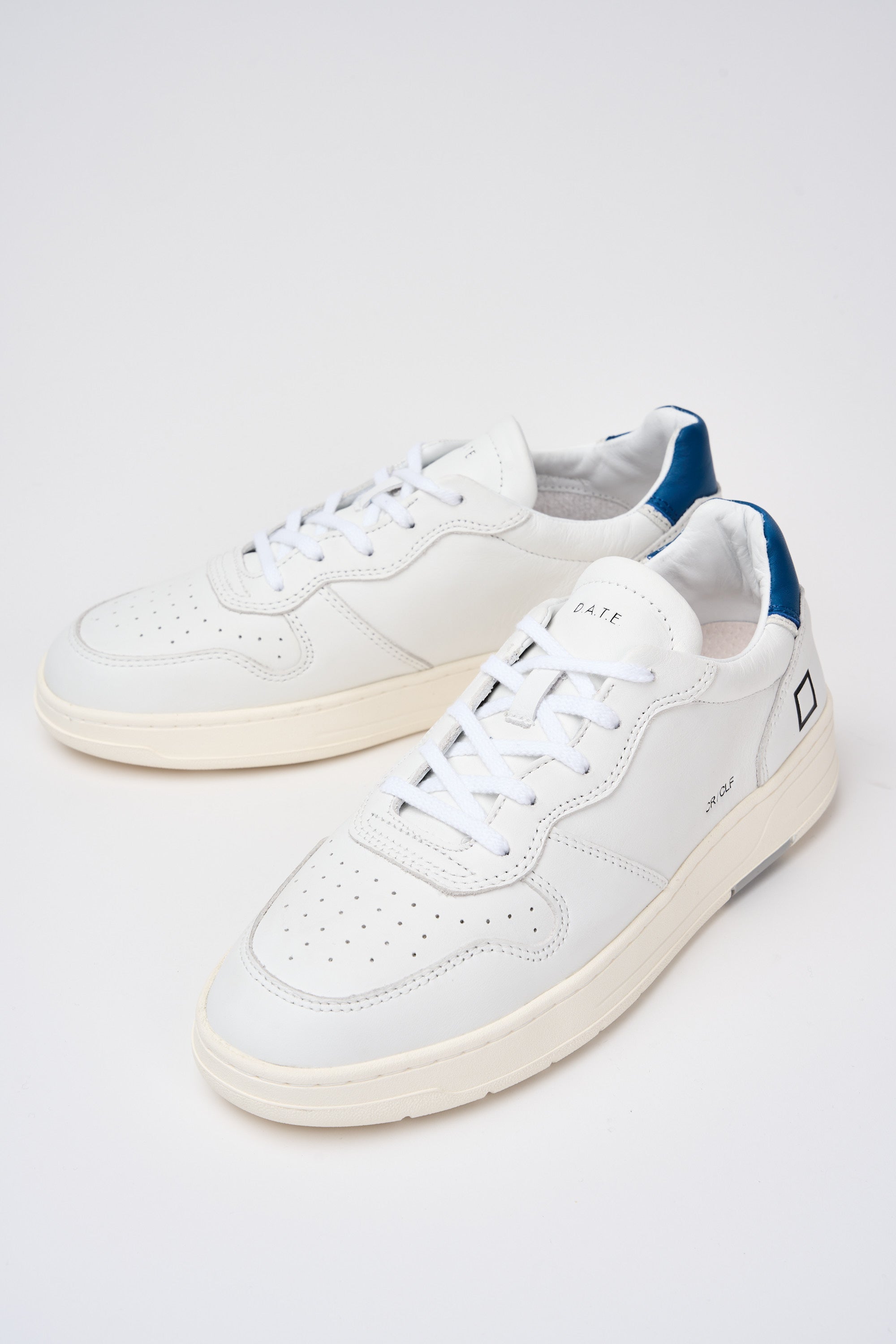 D.A.T.E. Leather Court Sneaker in White/Blue-6