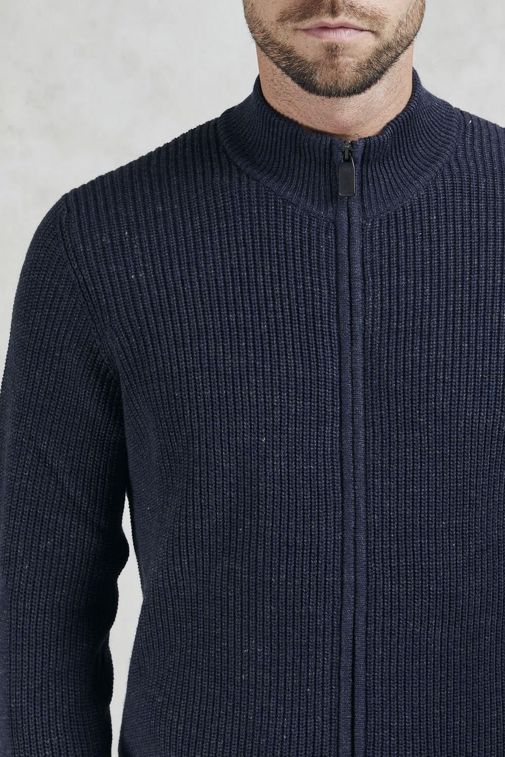 Zipped sweater in cotton and cashmere