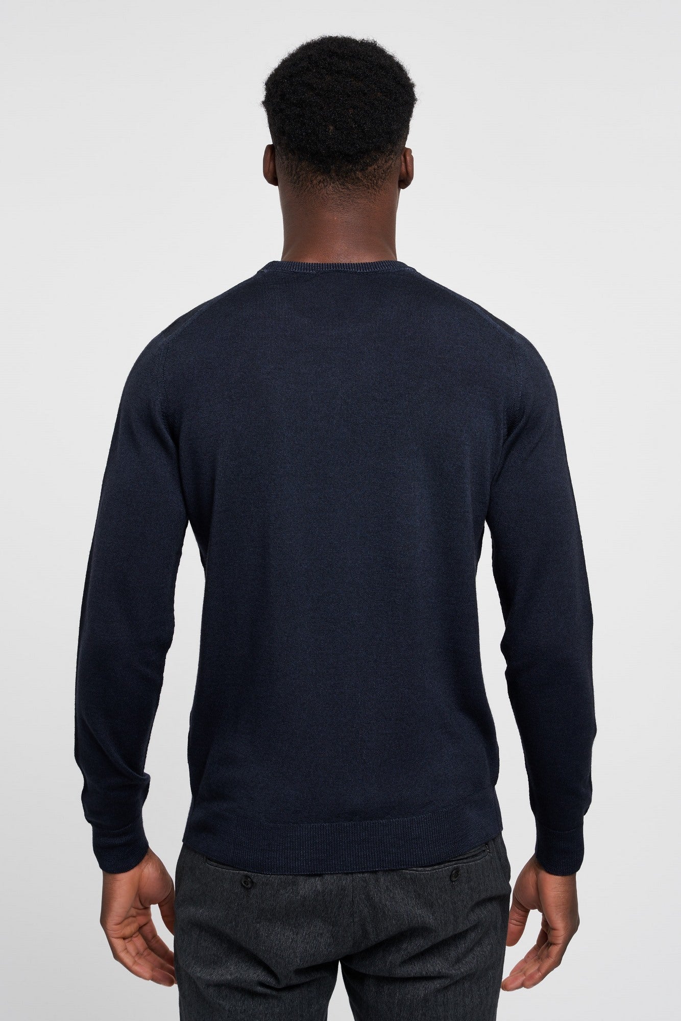 Drumohr Merino Wool Crew Neck Sweater Blue-4