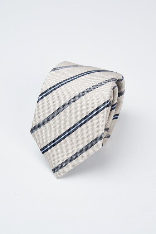 Striped pure jacquard silk tie