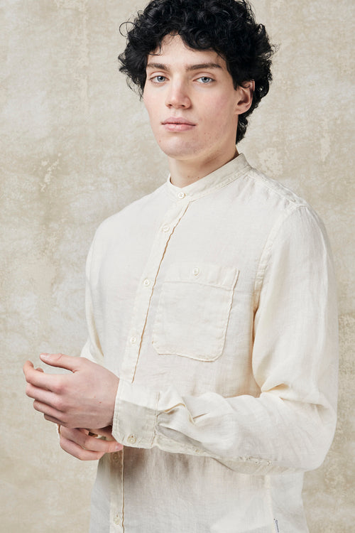 Garment-dyed pure linen shirt