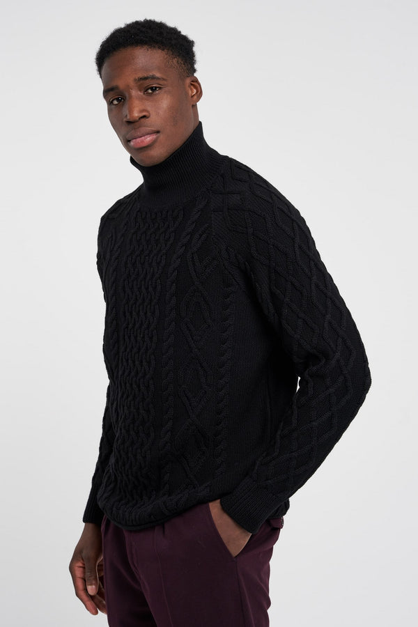 Paolo Pecora Schwarzer Wollrollkragenpullover - 5