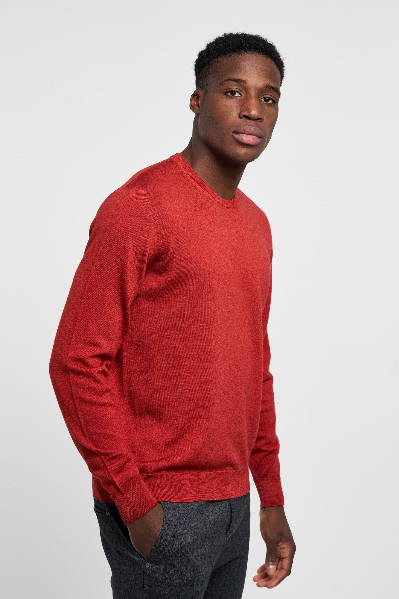 Drumohr Merino Wool Crewneck Sweater Red-3