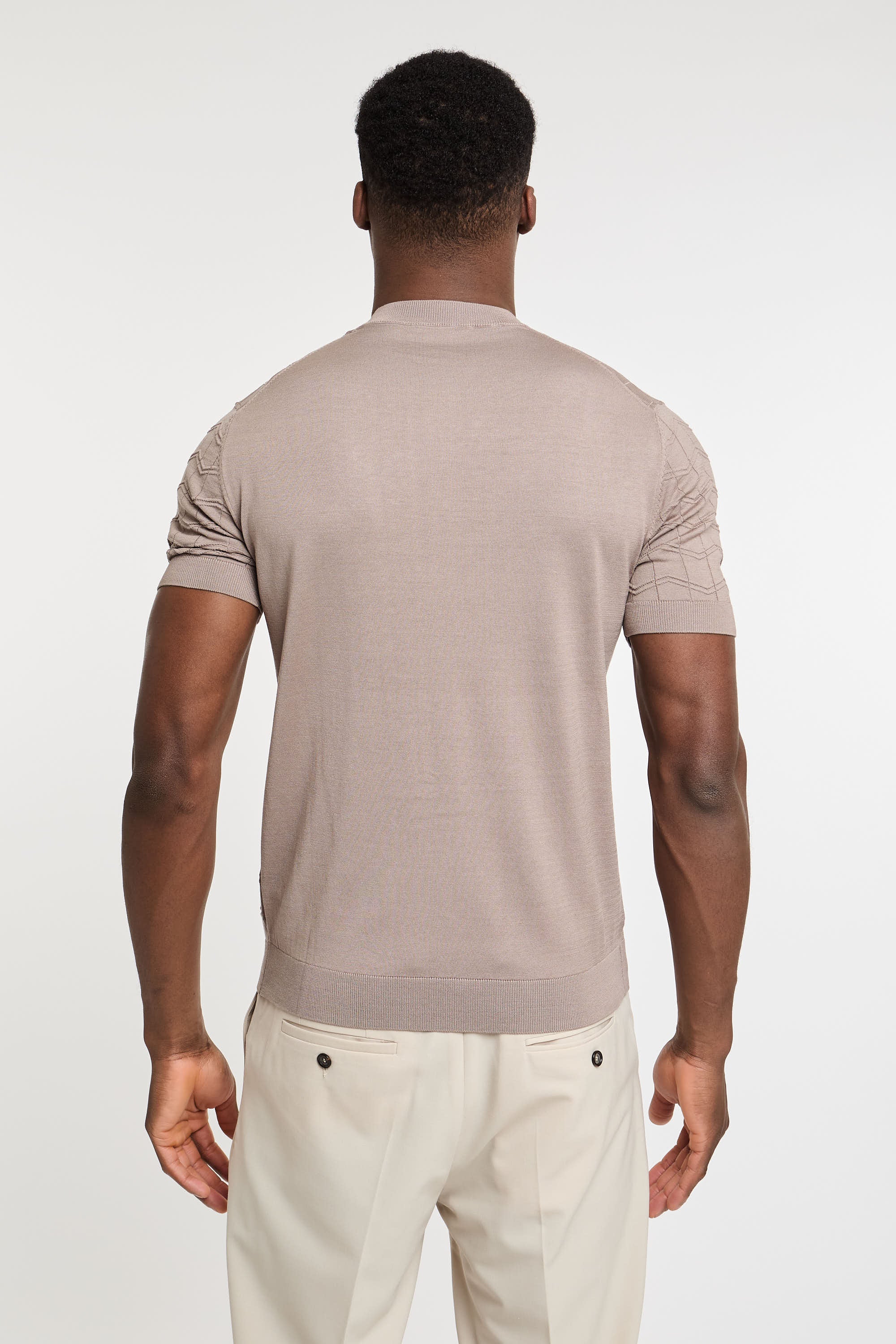Paolo Pecora Silk/Cotton Taupe T-Shirt-4