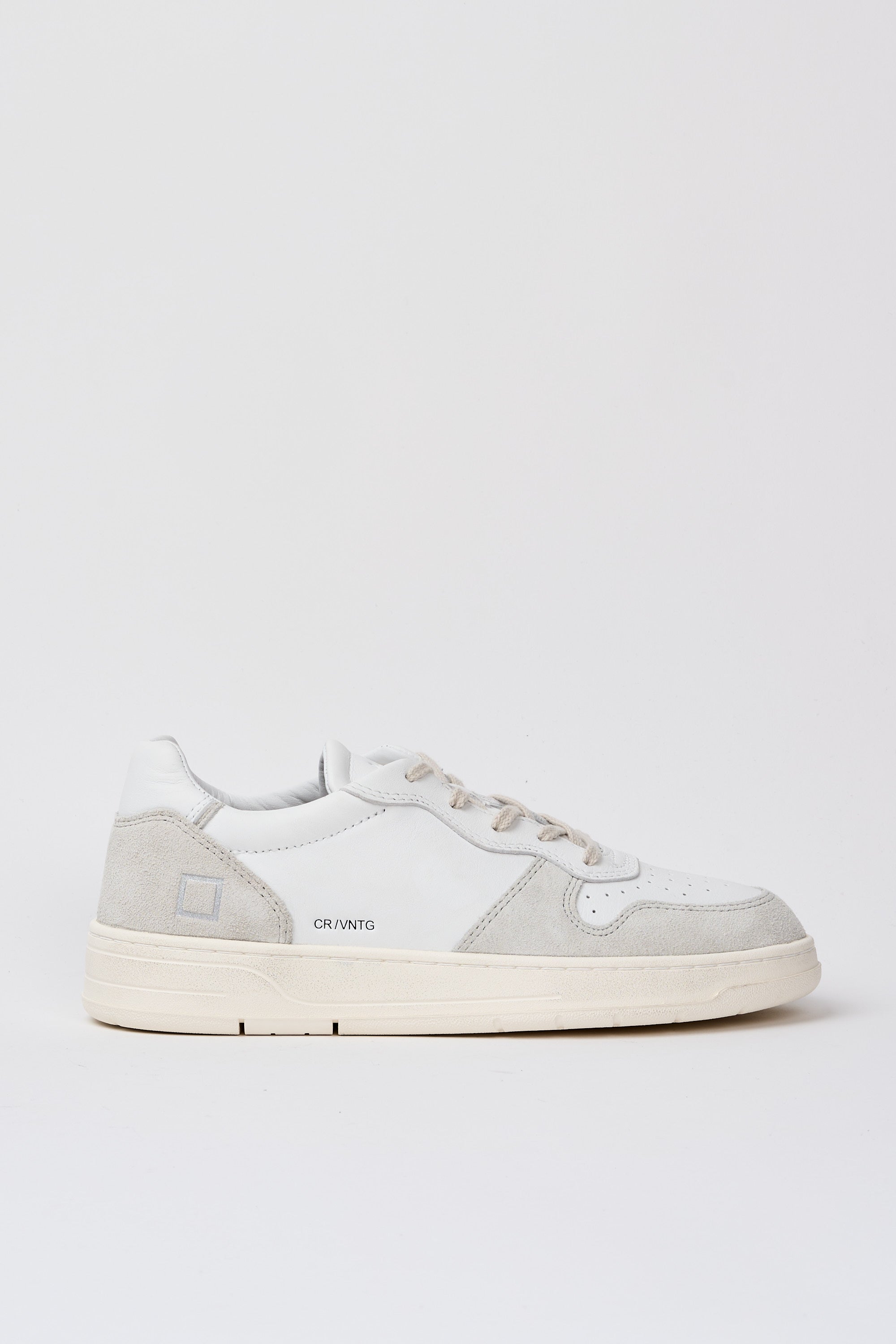 D.A.T.E. Court Vintage Leather/Suede White Sneakers-1