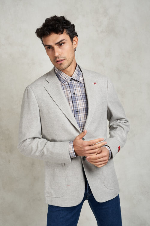Two-button jacket in cotton and cashmere