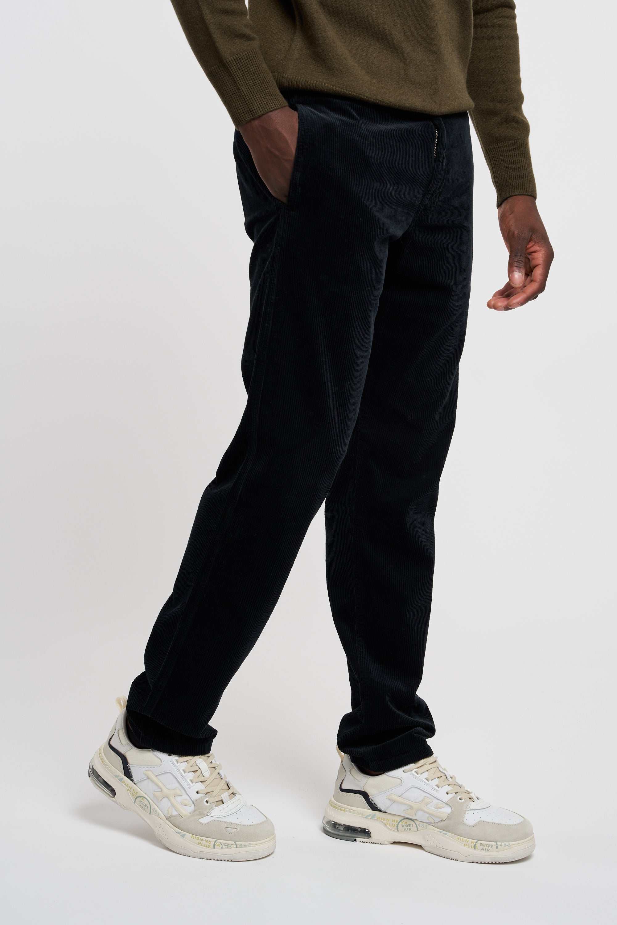 Aspesi Chino Trousers in Black Corduroy-3