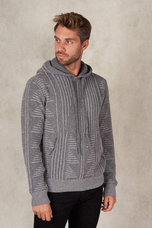 Hooded sweater in virgin wool