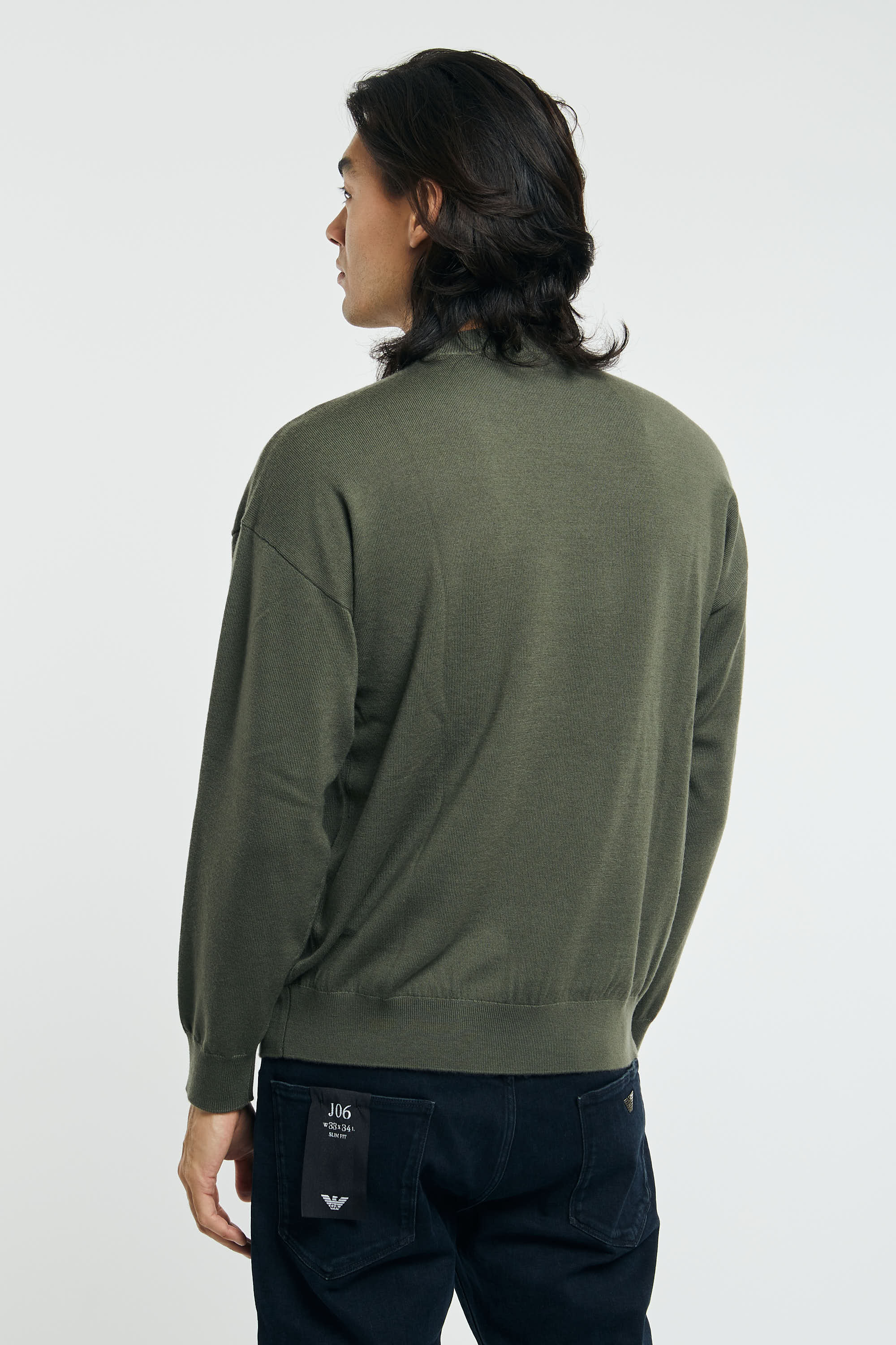Emporio Armani Pure Virgin Wool Sweater with Maxi Green Logo - 2