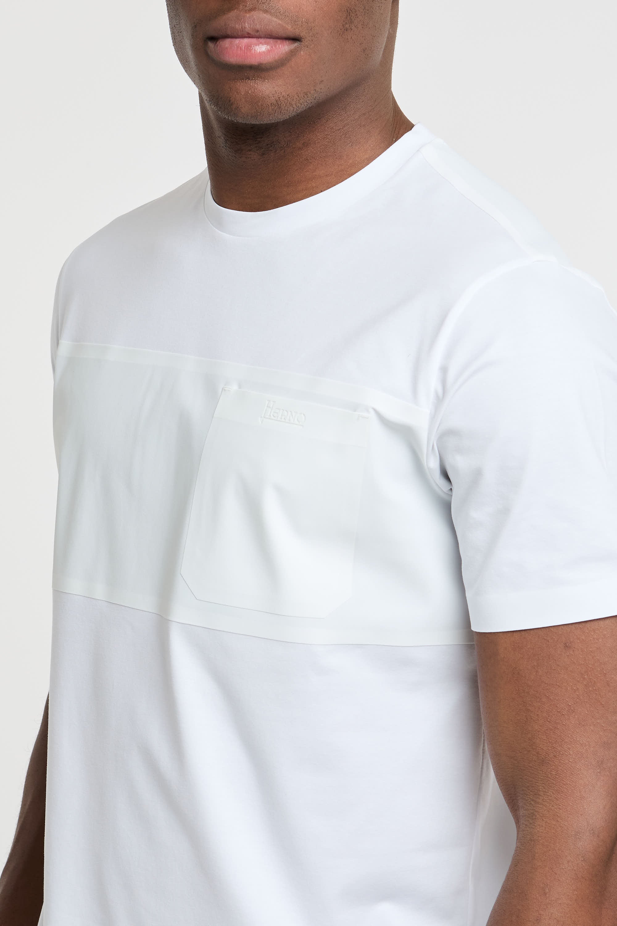 Herno Cotton Stretch Jersey T-shirt with Polyamide Elastane White-2