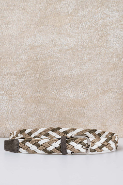 Woven cotton and leather belt-2