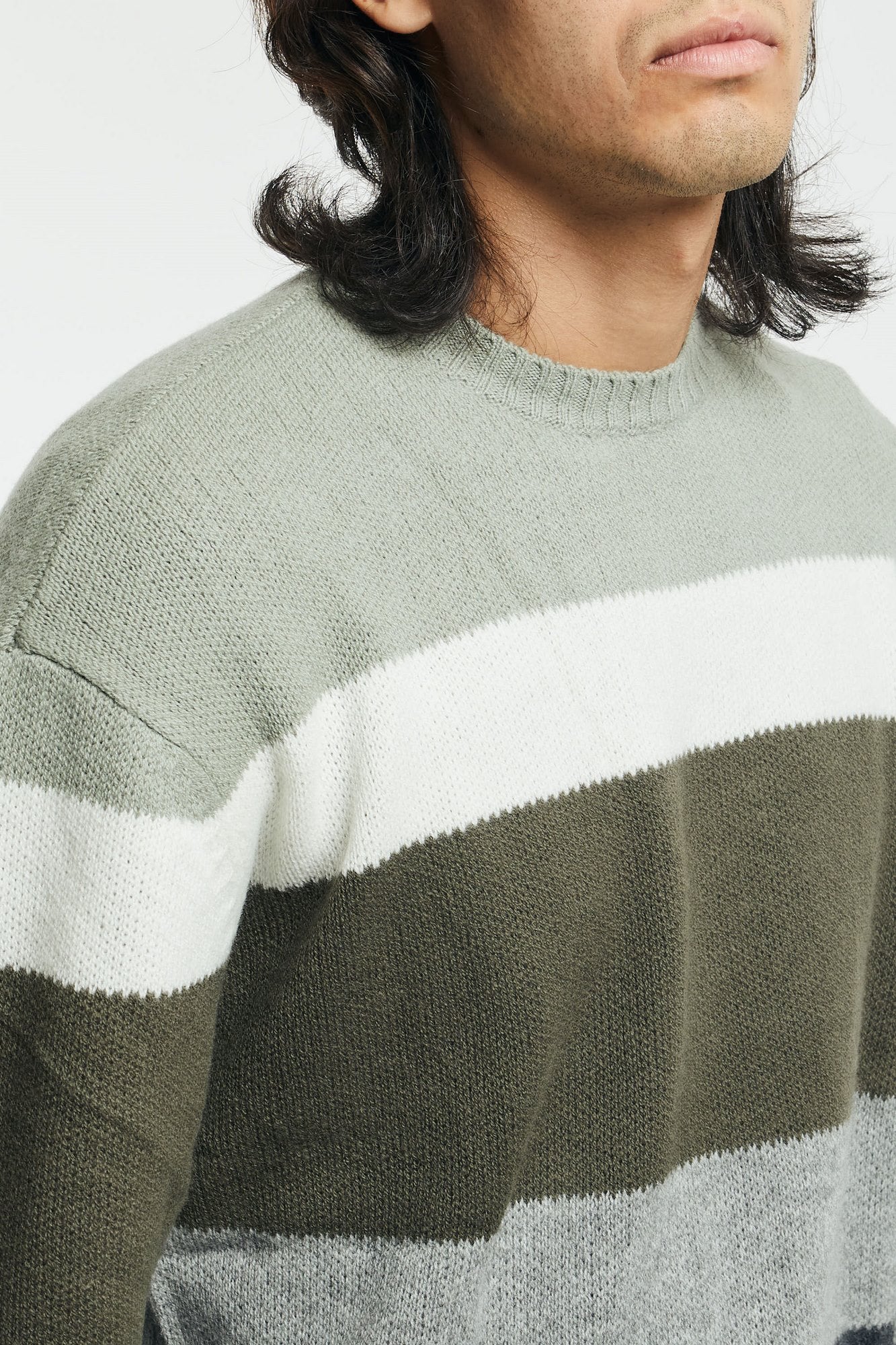 Emporio Armani Virgin Wool Sweater Multicolor Stripes Green-3