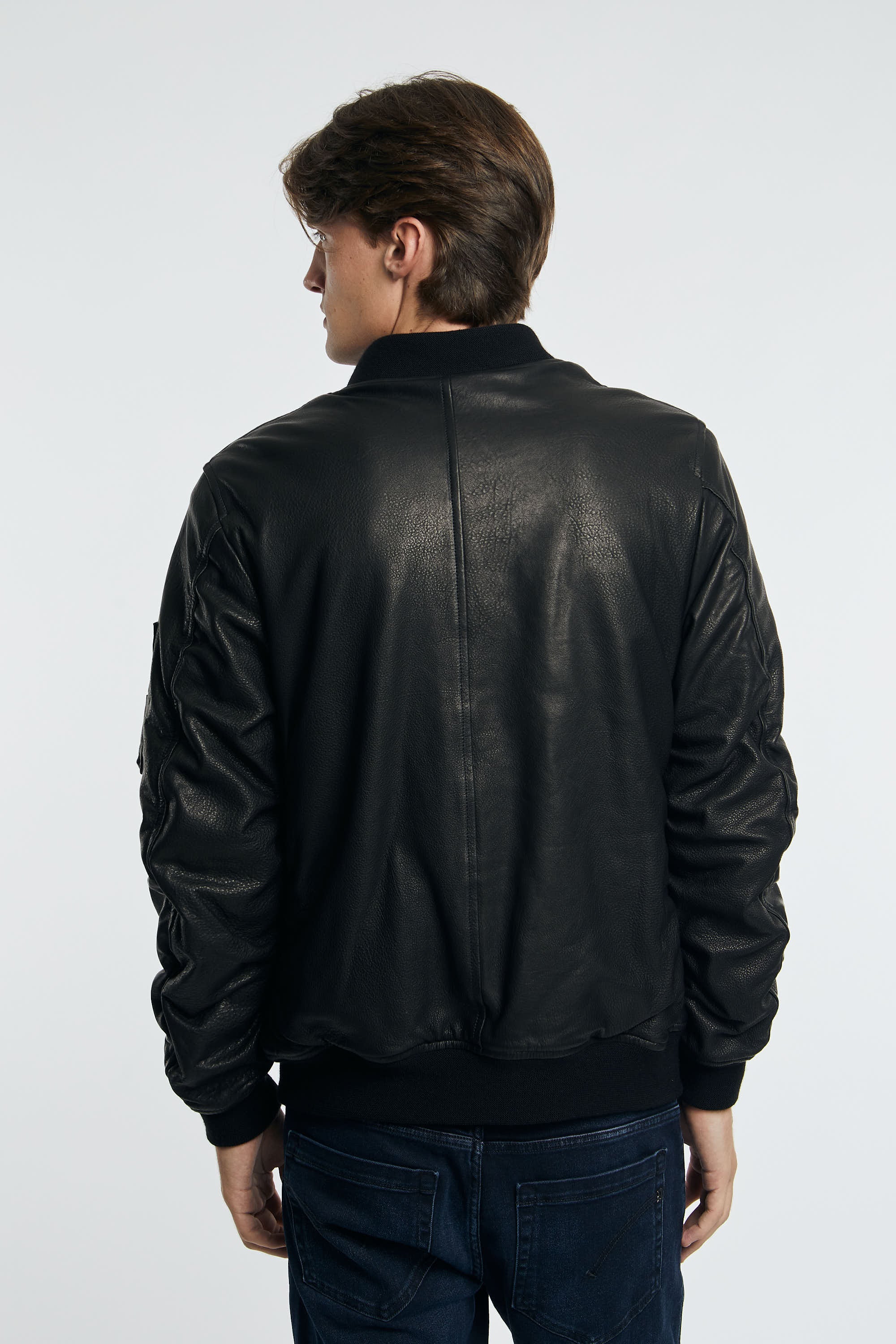 Leather bomber jacket-5