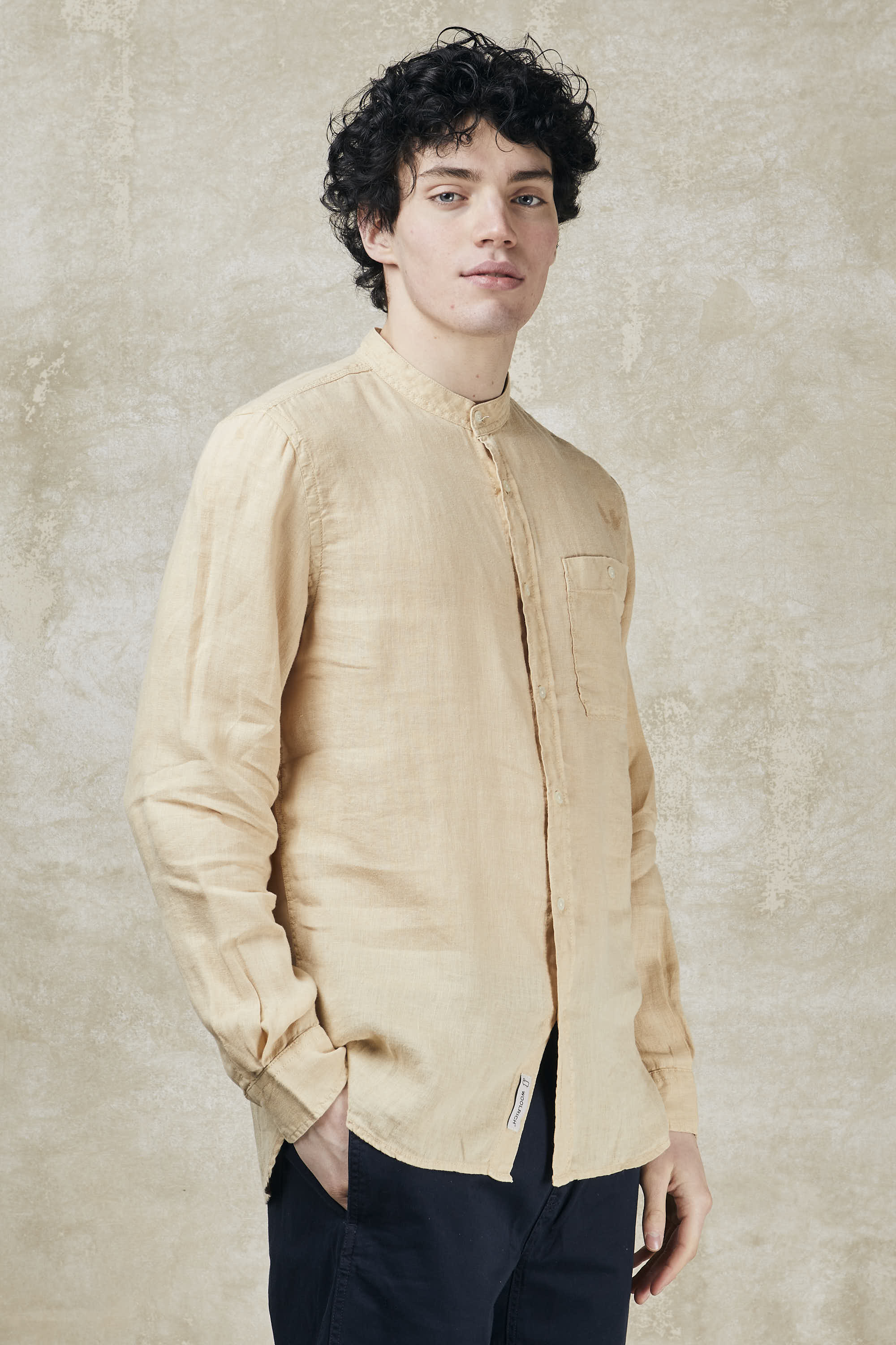 Garment-dyed pure linen shirt-1