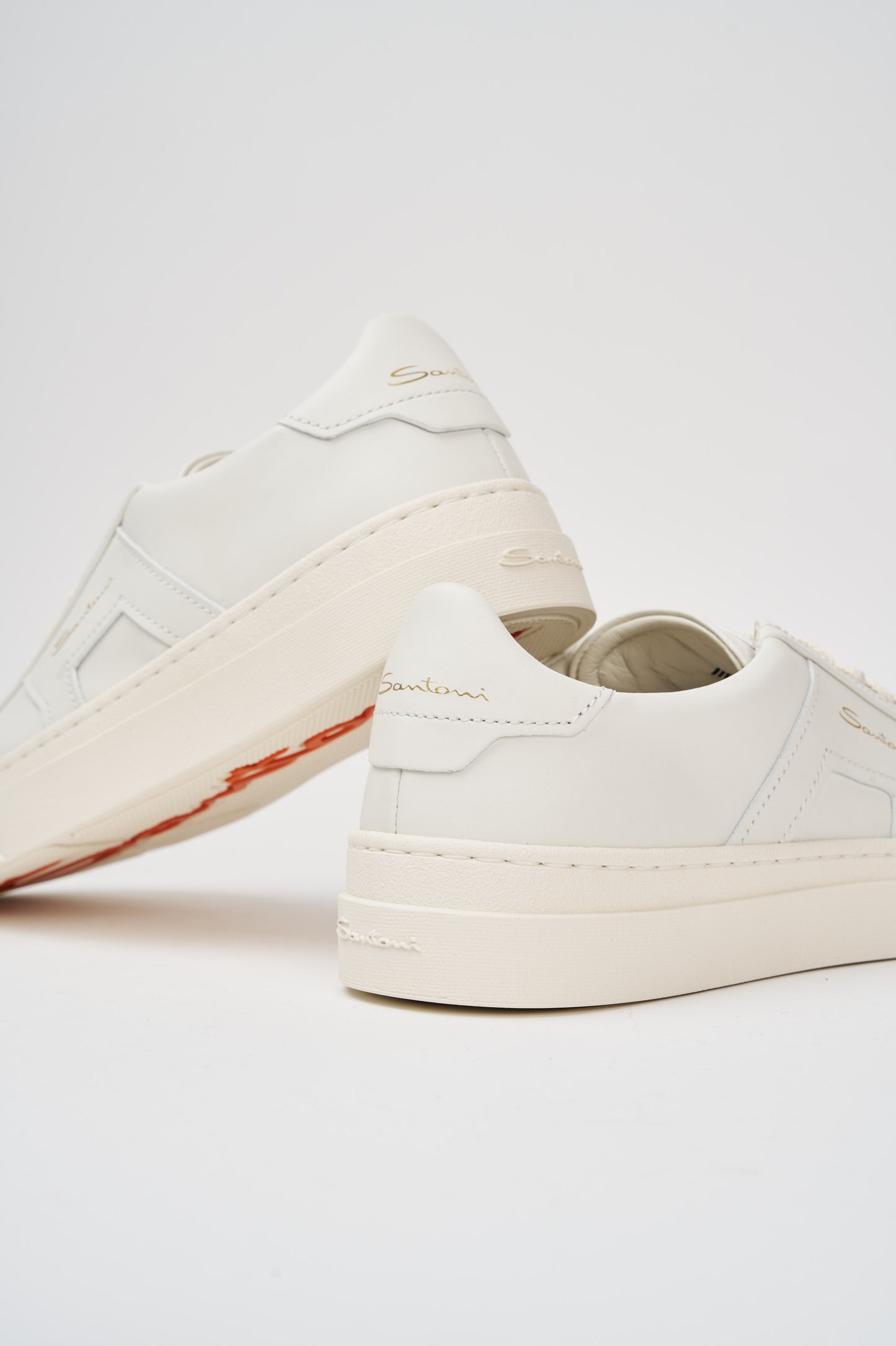 Santoni Sneaker Double Buckle in Pelle Bianco - 4