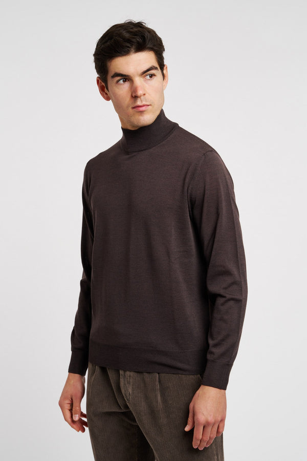 Canali Turtleneck in Brown Extra Fine Wool - 3